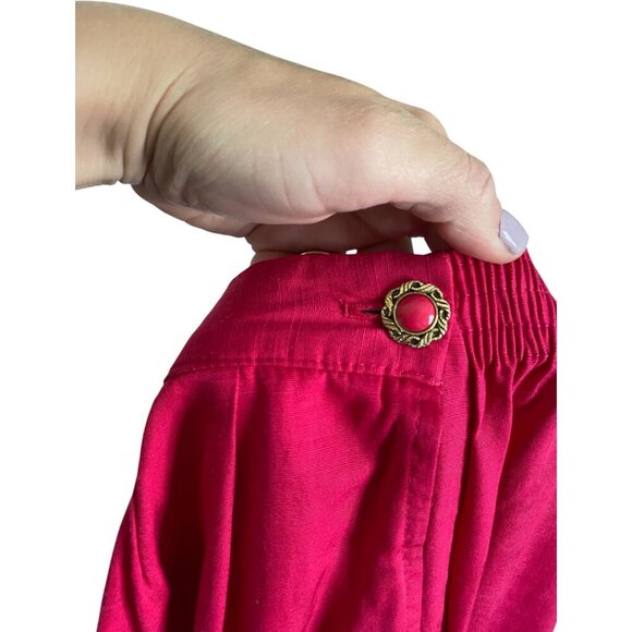 VTG Fuchsia Pink Midi High Waist Button Long Skirt - Picture 6 of 6